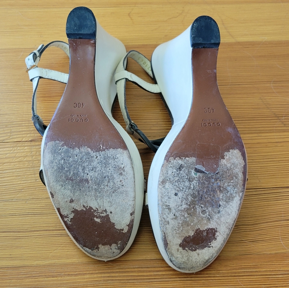 GUCCI Slingback Wedges 9.5 Cream - Picture 8 of 10